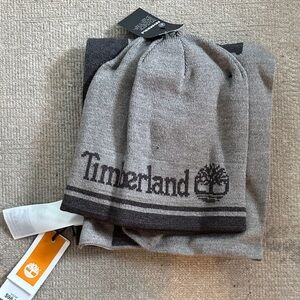 Timberland Charcoal Knit Beanie and Scarf Set